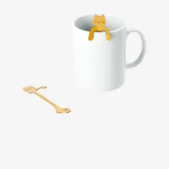 Cucchiaini dorati con gatto da appendere alla tazza - 2 pz