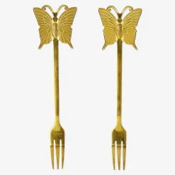 Forchette da snack dorate con farfalle - 2 pz