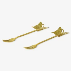 Forchette da snack dorate con farfalle - 2 pz