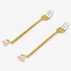 Forchettine da dessert dorate con decorazione di ciliegie - 2 pz