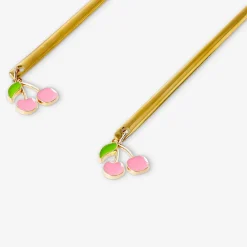 Forchettine da dessert dorate con decorazione di ciliegie - 2 pz