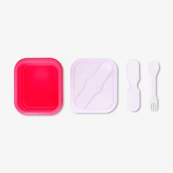 Lunchbox pieghevole rosso con spork - 600 ml