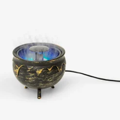 Macchina del fumo a forma di calderone con luci cambia-colore - 12 cm