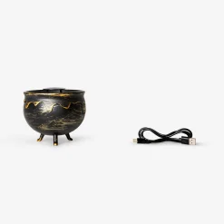 Macchina del fumo a forma di calderone con luci cambia-colore - 12 cm