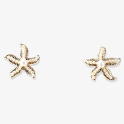 Orecchini a lobo con stelle marine e perle