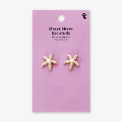 Orecchini a lobo con stelle marine e perle