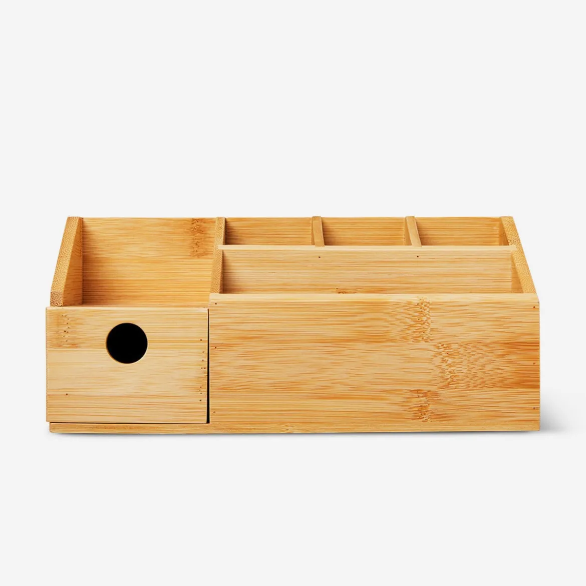 Organizzatore di cosmetici in bambù con scomparti e cassetto multidimensionale