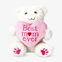 Peluche - Orsacchiotto bianco con cuore rosa per la mamma