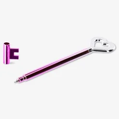 Penna a sfera - chiave rosa e argento