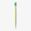 Penna a sfera - Dorata con topper a forma di pera verde