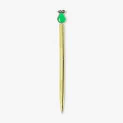Penna a sfera - Dorata con topper a forma di pera verde
