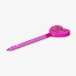 Penna a sfera rosa con specchietto a cuore
