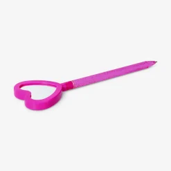 Penna a sfera rosa con specchietto a cuore