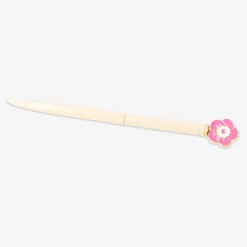 Penna a sfera - topper fiore rosa