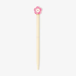 Penna a sfera - topper fiore rosa