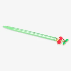 Penna a sfera - verde con topper ciliegia
