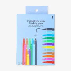 Penne doppia punta fineliner e pennello - 12 pz