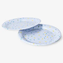 Piatti di carta blu a coriandoli - 8 pz