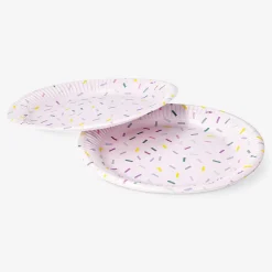 Piatti di carta rosa con coriandoli - 8 pz