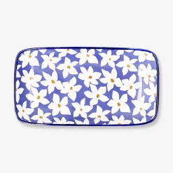 Piatto da portata in ceramica con motivo floreale - 18x23 cm
