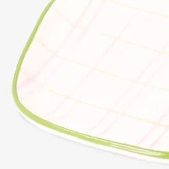 Piatto in ceramica con motivo a scacchi dipinto a mano - 15 cm