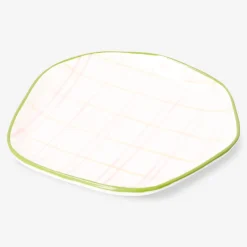 Piatto in ceramica con motivo a scacchi dipinto a mano - 15 cm