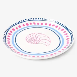 Piatto in ceramica con pois e conchiglia - 20 cm
