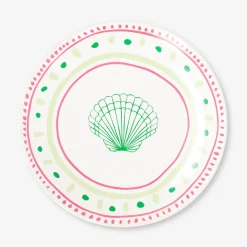 Piatto in ceramica con pois e conchiglia - 16 cm