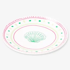 Piatto in ceramica con pois e conchiglia - 16 cm