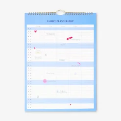 Planner familiare blu da parete 2027