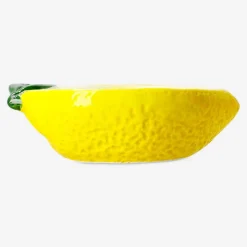 Portacandela tealight in ceramica a forma di limone - 11 cm