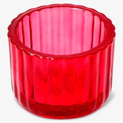 Portacandelina in vetro rosa