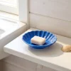Portasapone conchiglia in ceramica blu
