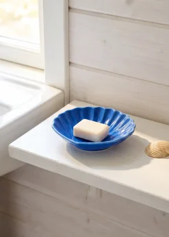 Portasapone conchiglia in ceramica blu
