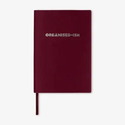 Quaderno bordeaux con scritta