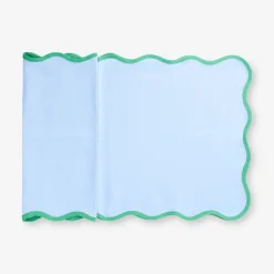 Runner da tavola blu con bordo smerlato - 35x130 cm