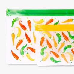 Sacchetti riutilizzabili con chiusura zip e stampa di peperoncino - 2 pz