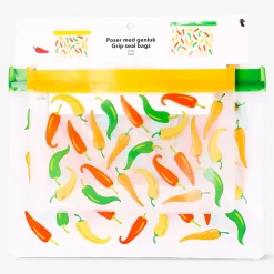 Sacchetti riutilizzabili con chiusura zip e stampa di peperoncino - 2 pz