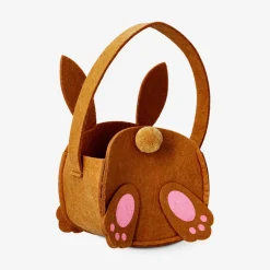 Sacchetto di Pasqua in feltro marrone a forma di coniglietto - 22 cm