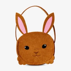 Sacchetto di Pasqua in feltro marrone a forma di coniglietto - 22 cm