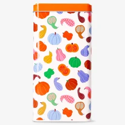 Scatola di latta con stampa di zucche - 21 cm