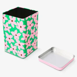 Scatola di latta con stampa floreale - 16 cm