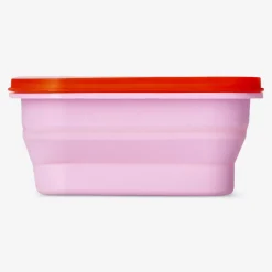 Scatola per il pranzo pieghevole rosa con forchetta - 600 ml