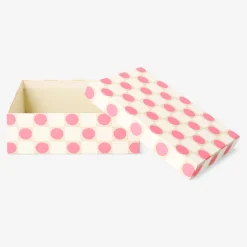 Scatola portaoggetti a pois rosa - 14x20 cm