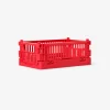 Scatola portaoggetti pieghevole rossa con coperchio - 20x30 cm