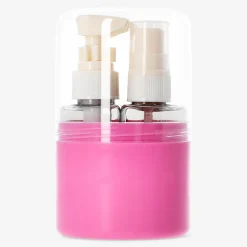 Set da viaggio in valigetta rosa con adesivi - 4 pz