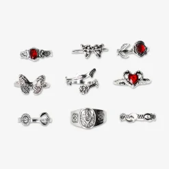 Set di anelli regolabili - Gotico romantico - 9 pz