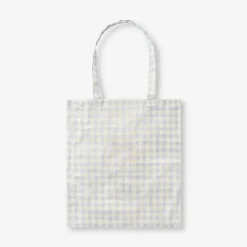 Shopper con stampa fiori e quadretti