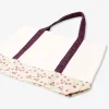 Shopper floreale con tracolla bordeaux