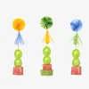 Stecchini per finger food con ventagli e nappine di carta - 3 pz